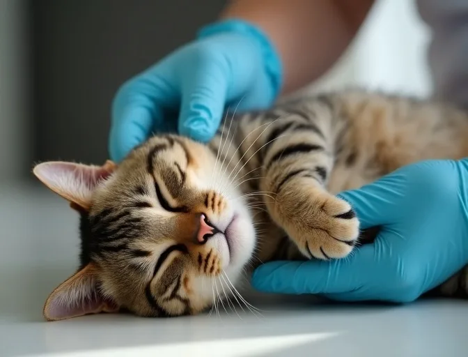 Specialist carefully handling a deceased cat with dignity in Maude